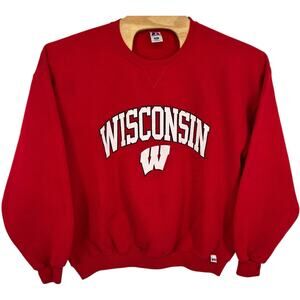 VTG 90s y2k Men's Red Russell Athletic Wisconsin Badgers Crewneck Sweatshirt XL